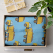 Yellow Dump Truck Art over Sky Blue Tissuepapier (Geschenk)
