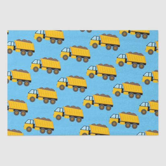 Yellow Dump Truck Art over Sky Blue Tissuepapier (Voorkant)