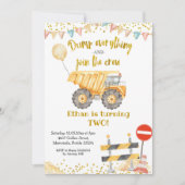 Yellow Dump Truck Boy Birthday Party Kaart (Voorkant)