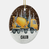Yellow Dump Truck Construction Vehicle kerst Keramisch Ornament (Rechts)