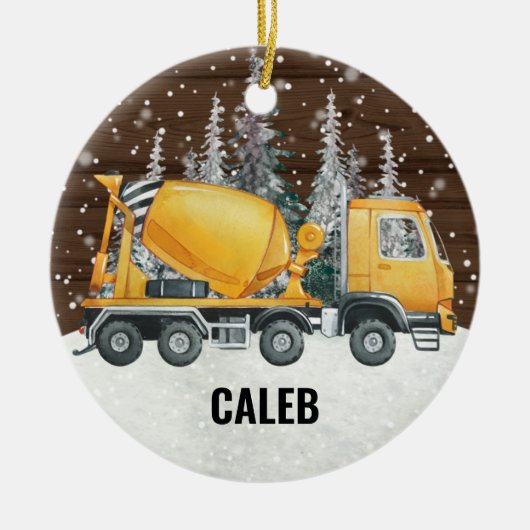 Yellow Dump Truck Construction Vehicle kerst Keramisch Ornament (Voorkant)