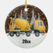 Yellow Dump Truck Construction Vehicle kerst Keramisch Ornament (Achterkant)