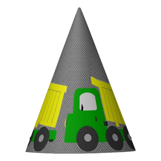 Yellow Dump Truck Feesthoedjes (Voorkant)