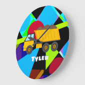 Yellow Dump Truck, Geometric Shapes, Child's Name Grote Klok (Hoek)