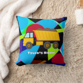 Yellow Dump Truck, Geometric Shapes, Child's Name Kussen (Deken)