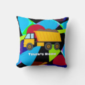 Yellow Dump Truck, Geometric Shapes, Child's Name Kussen (Voorkant)