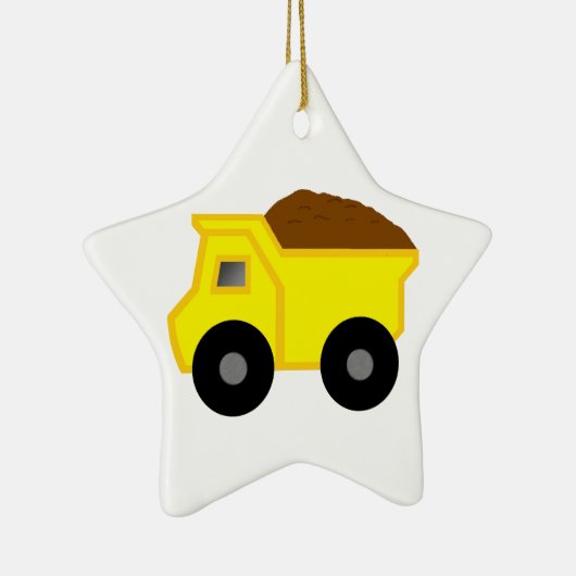 Yellow Dump Truck Keramisch Ornament (Rechts)