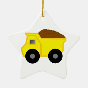 Yellow Dump Truck Keramisch Ornament