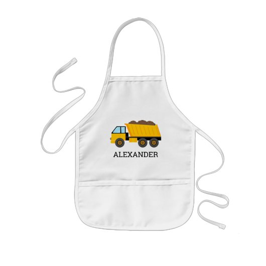 Yellow Dump Truck Personalized Construction Kinder Schort (Voorkant)