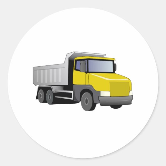 Yellow Dump Truck Ronde Sticker (Voorkant)