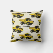 YELLOW Dump Truck van de Zaal van de Gepersonalise Kussen (Achterkant)