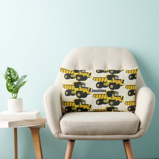 YELLOW Dump Truck van de Zaal van de Gepersonalise Kussen (Stoel)