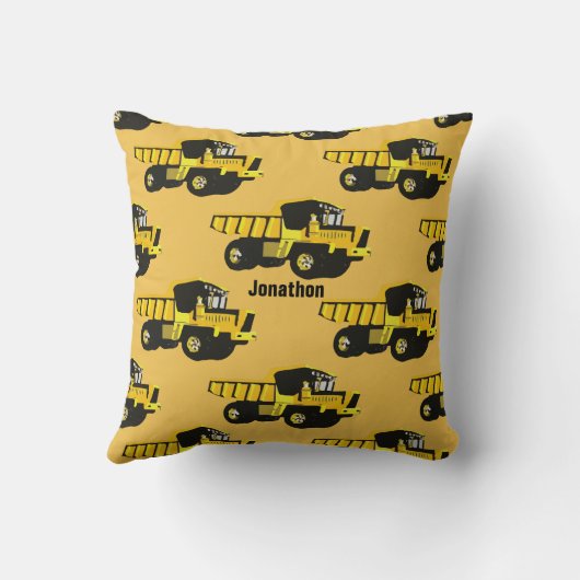 YELLOW Dump Truck van de Zaal van de Gepersonalise Kussen (Achterkant)