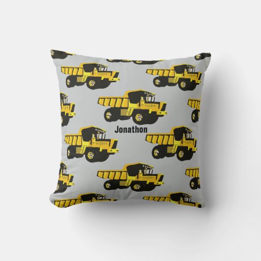 YELLOW Dump Truck van de Zaal van de Gepersonalise Kussen (Voorkant)