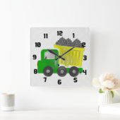 Yellow Dump Truck Vierkante Klok (Huis)