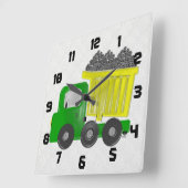 Yellow Dump Truck Vierkante Klok (Hoek)
