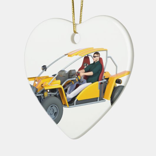 Yellow Dune Buggy Keramisch Ornament (Links)