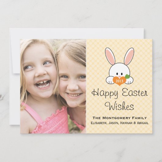 Yellow Easter Bunny-fotokaart Feestdagenkaart (Voorkant)