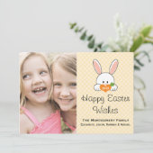 Yellow Easter Bunny-fotokaart Feestdagenkaart (Staand voorkant)