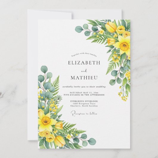 Yellow Effervescent Spring Wedding Kaart (Voorkant)