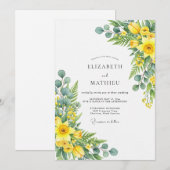 Yellow Effervescent Spring Wedding Kaart (Voorkant / Achterkant)
