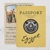 Yellow Egypt Passport Wedding Save the Date (Voorkant / Achterkant)