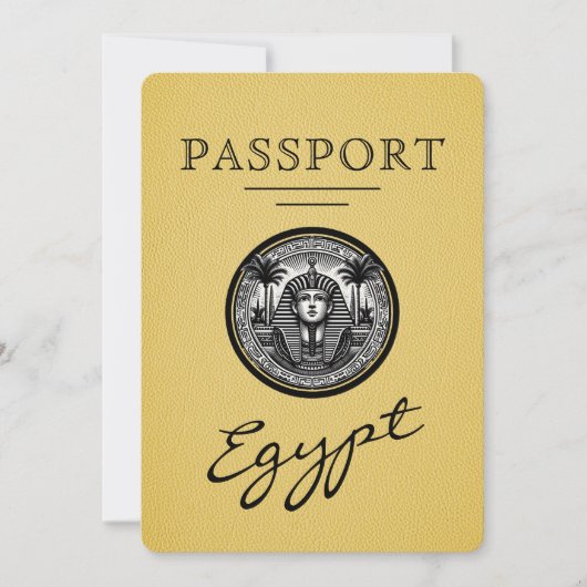 Yellow Egypt Passport Wedding Save the Date (Voorkant)