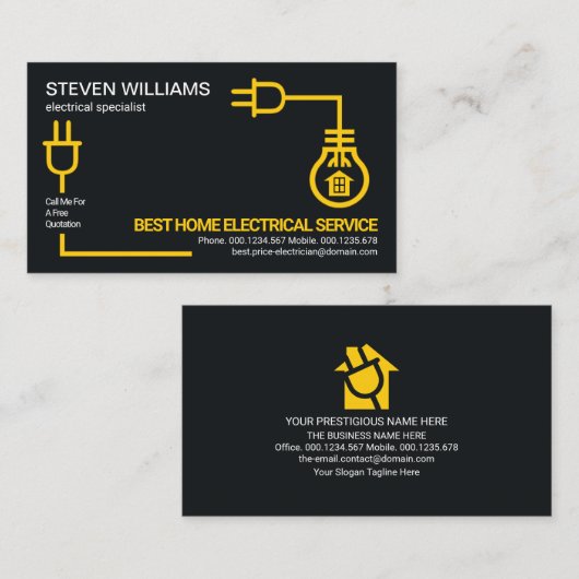Yellow Electric Circuit Wining Electricia Service Visitekaartje (Voorkant / Achterkant)
