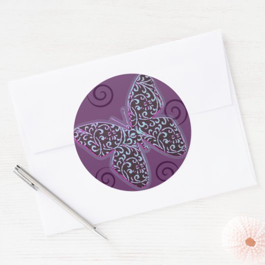 Yellow Elegance Butterfly Ronde Sticker (Envelop)
