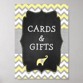 Yellow Elephant Baby shower 5x7 Sign. Poster