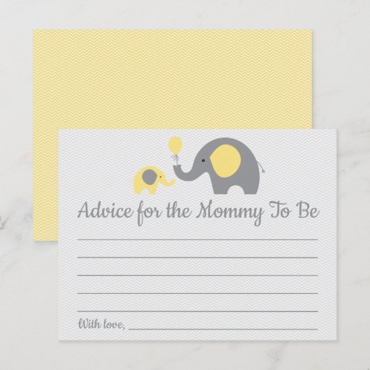 Yellow Elephant Baby shower Advies voor Moeder Kaa Briefkaart (Voorkant / Achterkant)