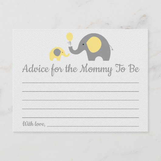 Yellow Elephant Baby shower Advies voor Moeder Kaa Briefkaart (Voorkant)