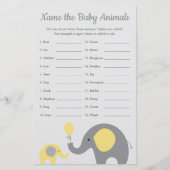 Yellow Elephant Baby shower Baby naam Flyer (Voorkant)