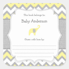 Yellow Elephant Baby shower boekenplaat boek stick Vierkante Sticker