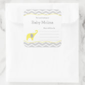 Yellow Elephant Baby shower Boekplaat, neutraal Vierkante Sticker (Tas)