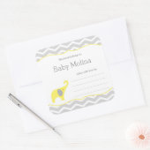 Yellow Elephant Baby shower Boekplaat, neutraal Vierkante Sticker (Envelop)