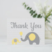 Yellow Elephant Baby shower dank u kaarten plat (Staand voorkant)