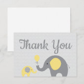 Yellow Elephant Baby shower dank u kaarten plat (Voorkant / Achterkant)