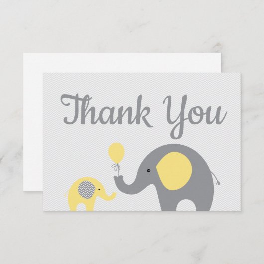 Yellow Elephant Baby shower dank u kaarten plat (Voorkant / Achterkant)