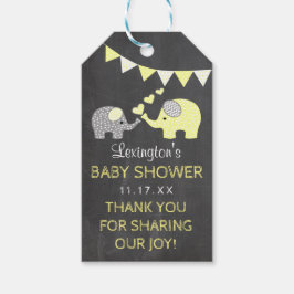 Yellow Elephant Baby shower dank u krijtbord Cadeaulabel