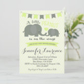 Yellow Elephant Baby shower Invitation Boy of Girl Kaart (Staand voorkant)