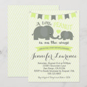 Yellow Elephant Baby shower Invitation Boy of Girl Kaart (Voorkant / Achterkant)