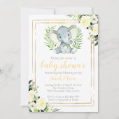 Yellow Elephant Baby shower Invitation Kaart (Voorkant)