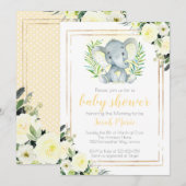Yellow Elephant Baby shower Invitation Kaart (Voorkant / Achterkant)