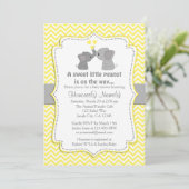 Yellow Elephant Baby Shower Invitations Chev 170 Kaart (Staand voorkant)