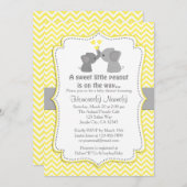 Yellow Elephant Baby Shower Invitations Chev 170 Kaart (Voorkant / Achterkant)
