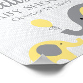 Yellow Elephant Baby shower Welcome Sign Poster (Hoek)