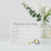 Yellow Elephant Baby shower Wensen voor Baby Kaart (Staand voorkant)