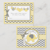 Yellow Elephant Bird en Luier Raffle Ticket Informatiekaartje (Voorkant / Achterkant)