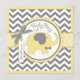 Yellow Elephant Bow-stropdas Chevron Print Baby sh Kaart